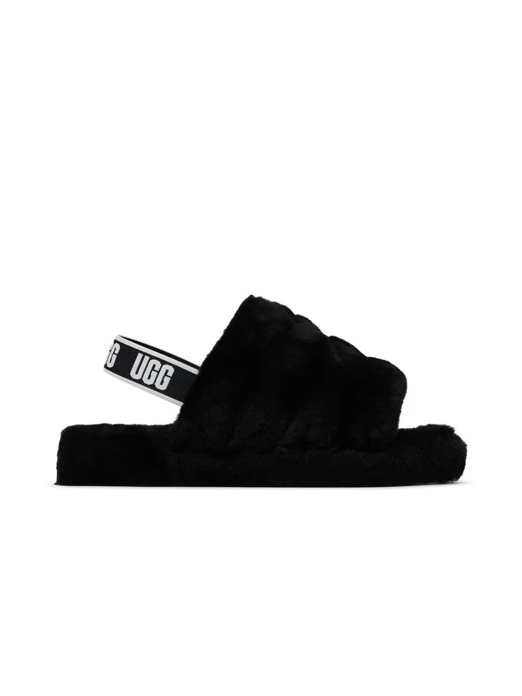 Кроссовки UGG Fluff Yeah Slide Kids — изображение 1 из 4, черный