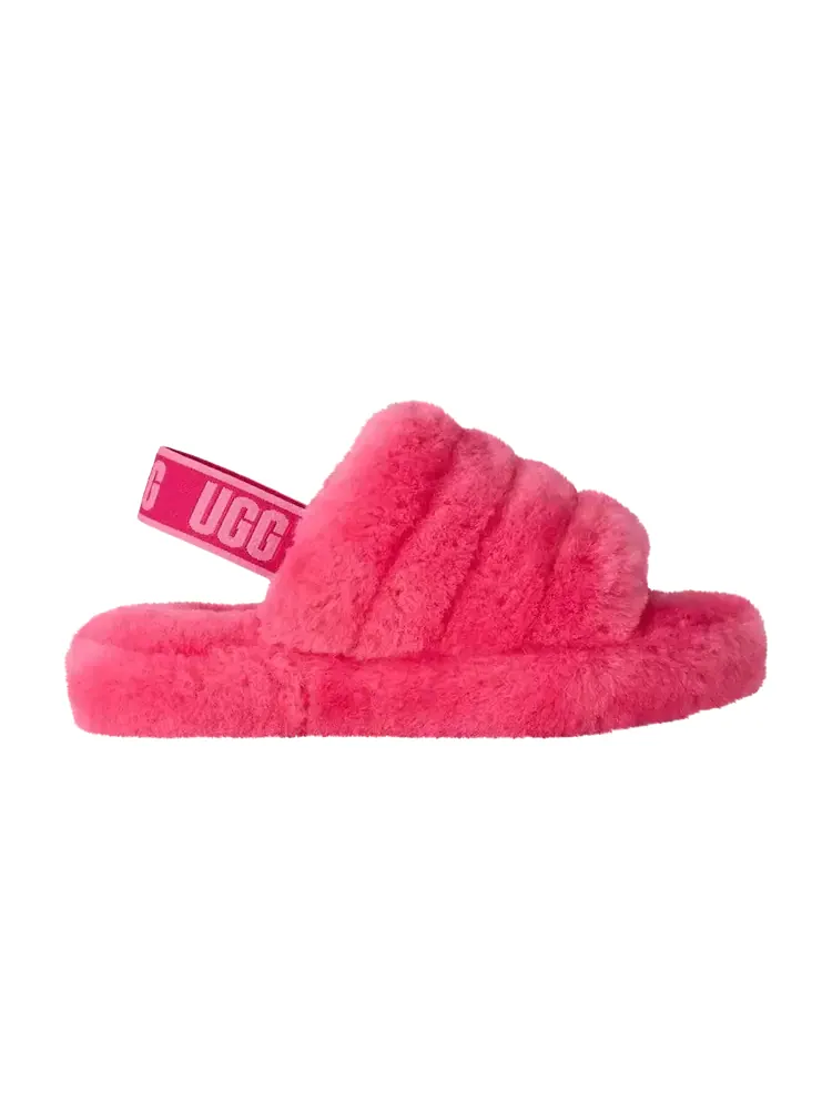 Шлепанцы детские меховые UGG Fluff Yeah Slide — изображение 1 из 1, глубокий розовый