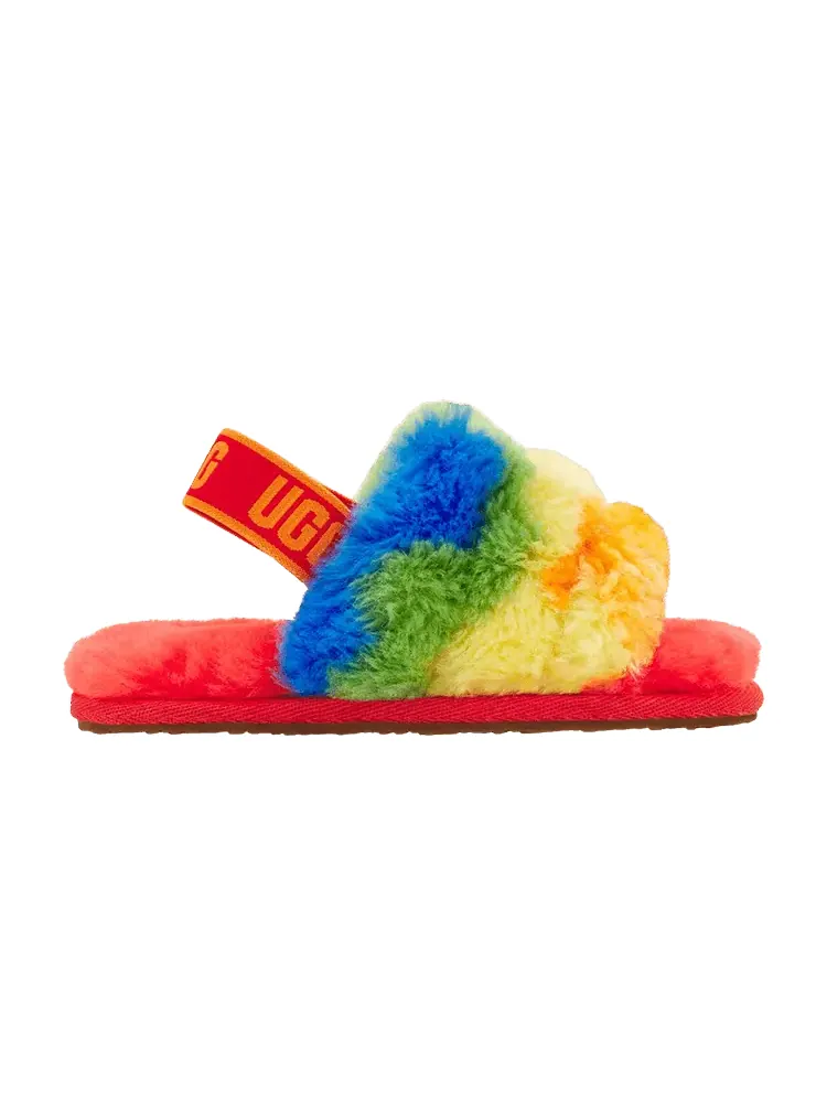 Кроссовки UGG Fluff Yeah Slide Toddler Cali Collage - Rainbow Stripes — изображение 1 из 1, мульти