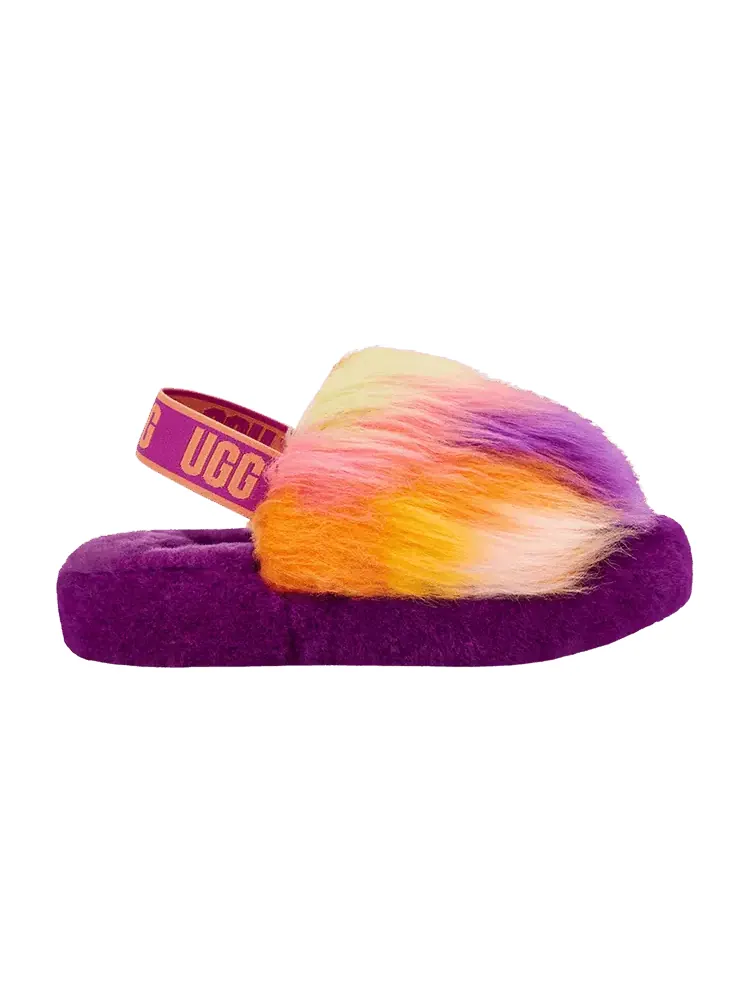 Кроссовки UGG Fluff Yeah Slide Kids Tie Dye - Berrylicious — изображение 1 из 1, ягодный