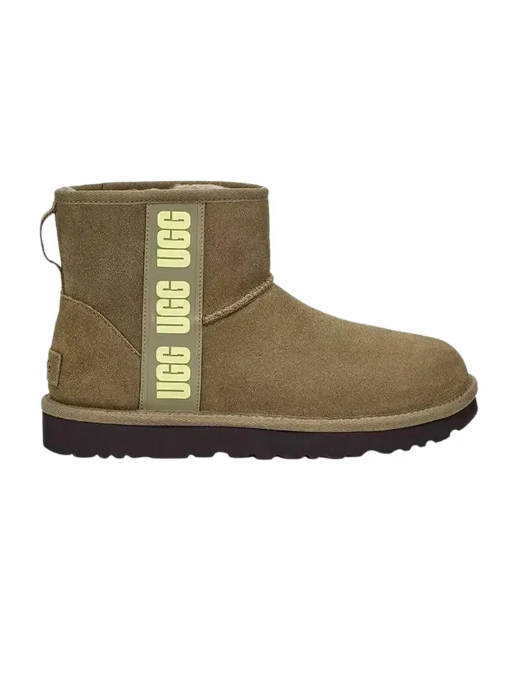 Женские классические мини-сапоги с боковым логотипом UGG — изображение 1 из 1, оливковый зеленый