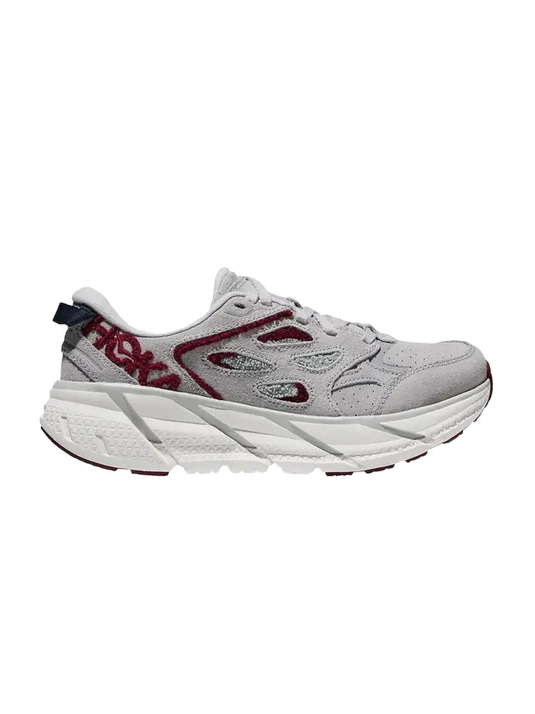 Кроссовки HOKA Clifton L Embroidery 'Lunar Rock Cabernet' — изображение 1 из 1, серый