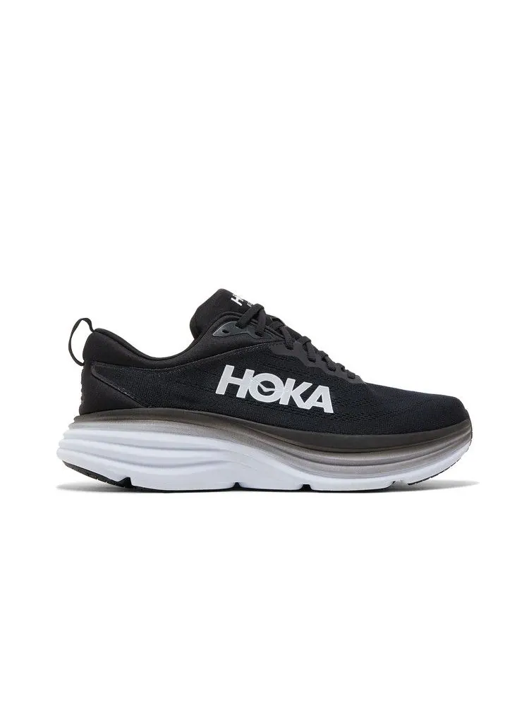 Кроссовки HOKA Bondi 8 2E Wide 'Black White' — изображение 2 из 9, черный/белый