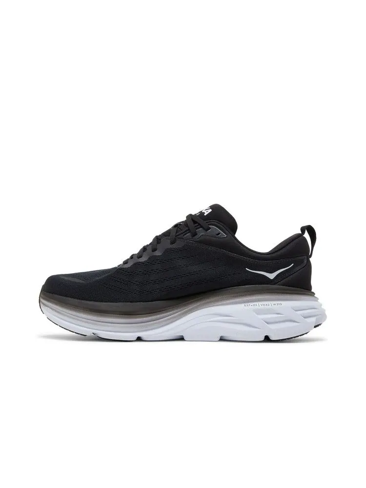 Кроссовки HOKA Bondi 8 2E Wide 'Black White' — изображение 4 из 9, черный/белый