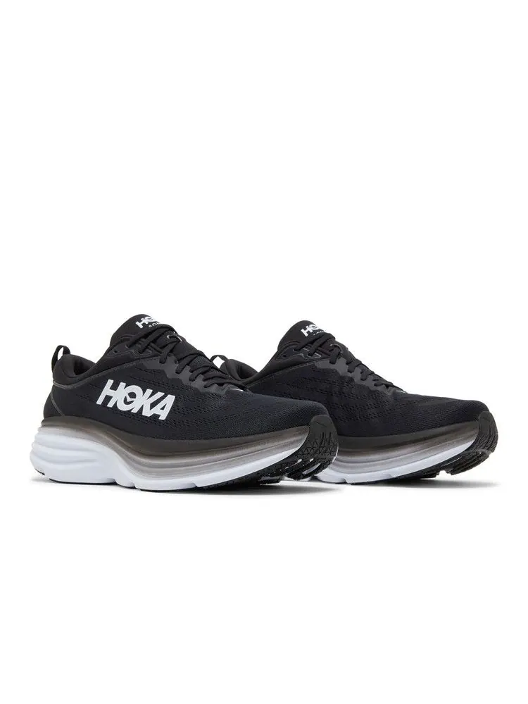 Кроссовки HOKA Bondi 8 2E Wide 'Black White' — изображение 9 из 9, черный/белый