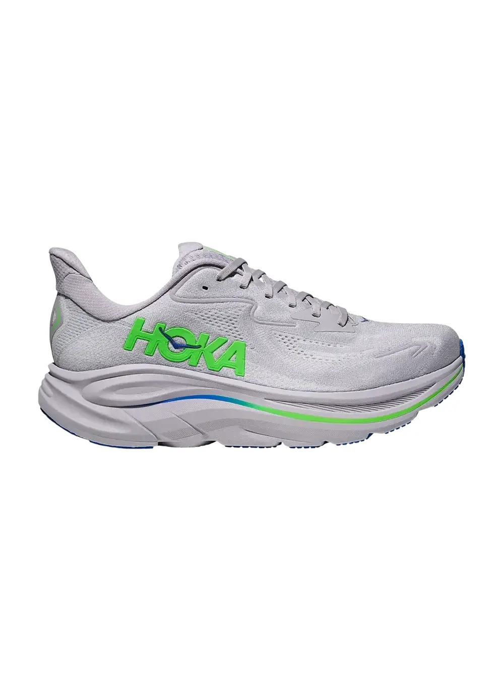 Кроссовки HOKA Clifton 10 2E Wide — изображение 1 из 1, серый/неоновый зеленый