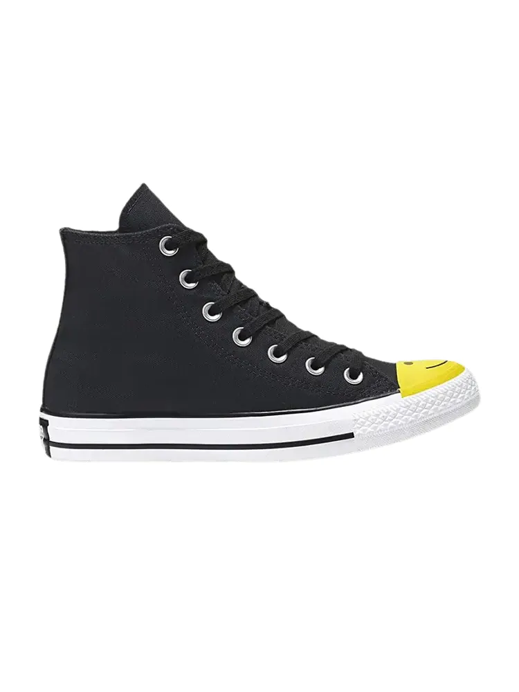 Кроссовки Converse Chuck Taylor All Star High 'Smiley Face - Black' — изображение 1 из 1, черный/белый/неоновый