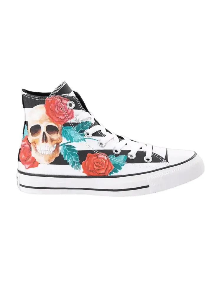 Кроссовки Converse Chuck Taylor All Star High, Skull Roses — изображение 1 из 1, белый