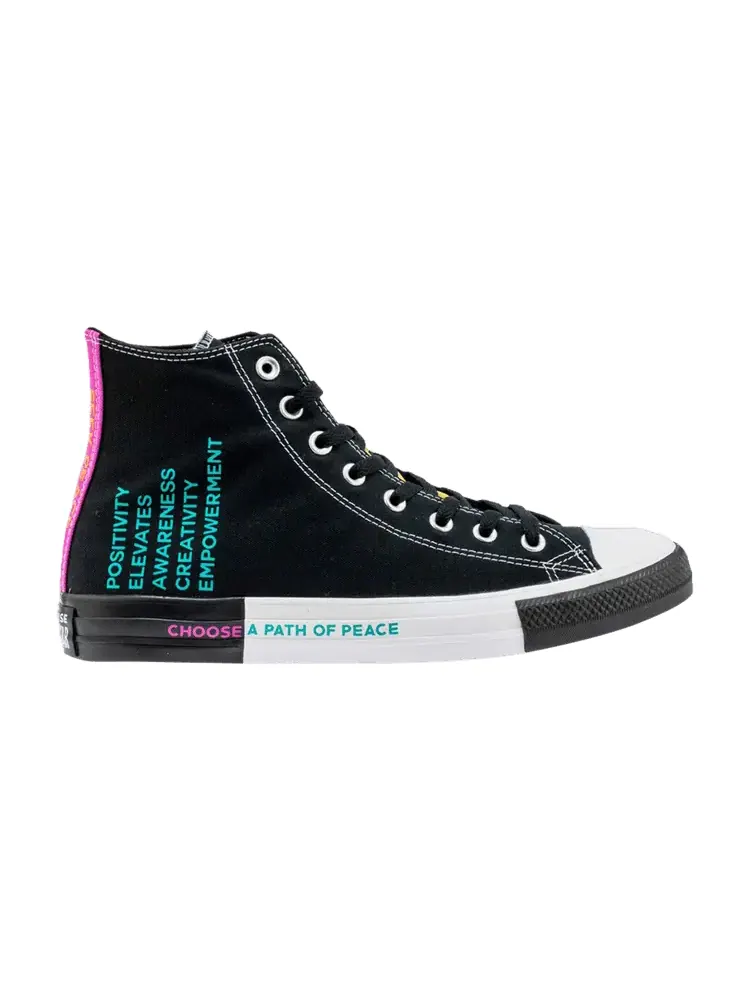 Кроссовки Converse Chuck Taylor All Star High 'Seek Peace' — изображение 1 из 1, черный/желтый/фиолетовый