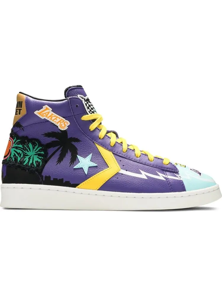 Кроссовки Converse Chinatown Market x Pro Leather High Lakers Championship Jacket — изображение 1 из 8, фиолетовый