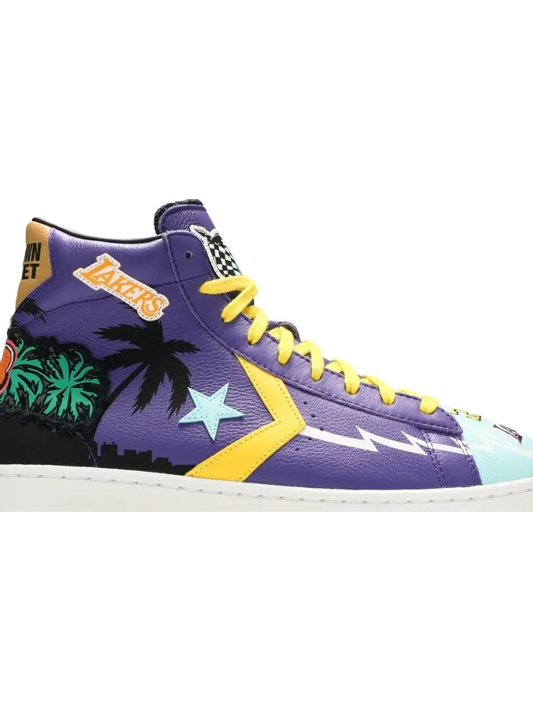 Кроссовки Converse Chinatown Market x Pro Leather High Lakers Championship Jacket — изображение 2 из 8, фиолетовый