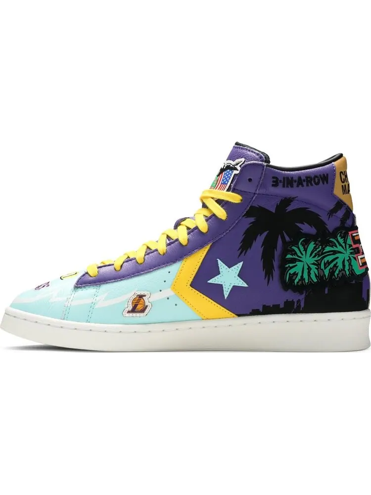 Кроссовки Converse Chinatown Market x Pro Leather High Lakers Championship Jacket — изображение 3 из 8, фиолетовый