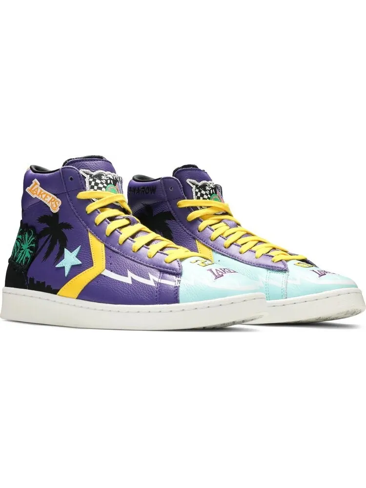 Кроссовки Converse Chinatown Market x Pro Leather High Lakers Championship Jacket — изображение 8 из 8, фиолетовый