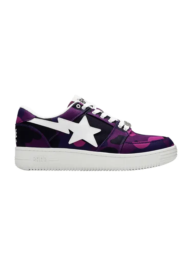 Кроссовки BAPE Bapesta Canvas Low 'Purple Camo' — изображение 1 из 9, фиолетовый/белый