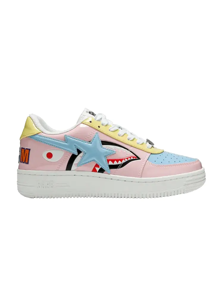 Кроссовки BAPE Bapesta Low M1 'Shark Face - Pink' — изображение 1 из 9, бледный розовый/мульти