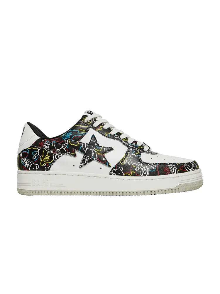 Кроссовки BAPE Medicom Toy x Bapesta Low M2 'Be@r Camo - Black' — изображение 1 из 9, белый/черный