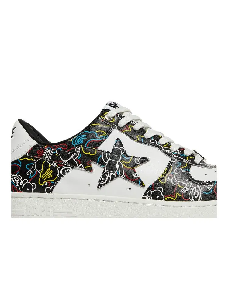 Кроссовки BAPE Medicom Toy x Bapesta Low M2 'Be@r Camo - Black' — изображение 3 из 9, белый/черный