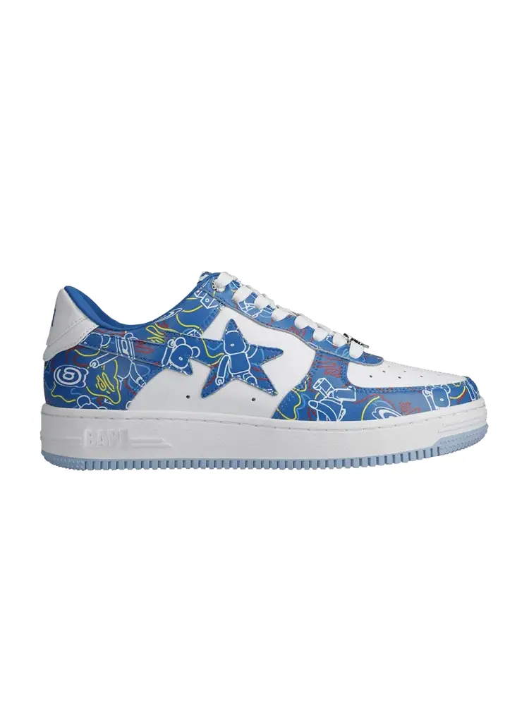 Кроссовки BAPE Medicom Toy x Bapesta Low M2 Be@r Camo - Blue — изображение 1 из 1, синий