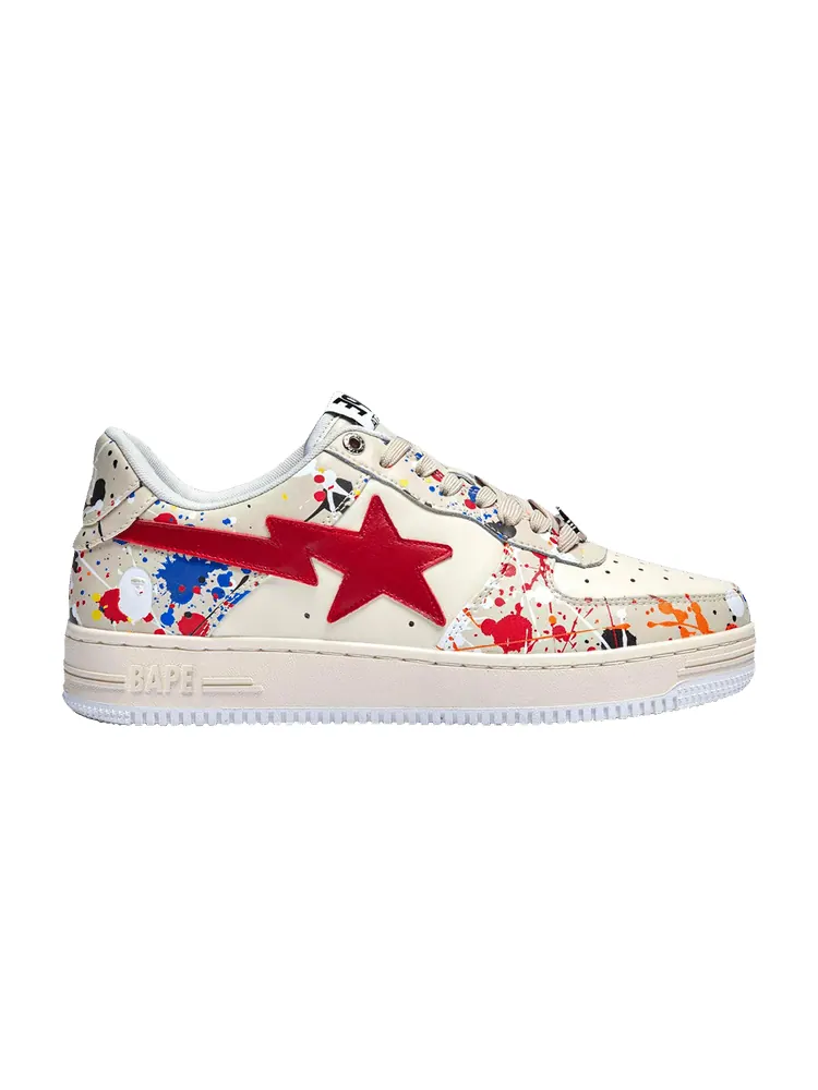 Кроссовки BAPE Bapesta Low 'Paint Splatter - Ivory' — изображение 1 из 1, белый