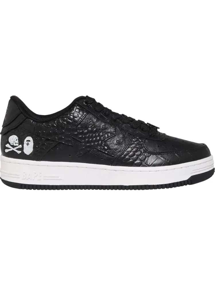 Кроссовки Neighborhood x Bapesta Black Crocodile & Ostrich — изображение 1 из 1, черный