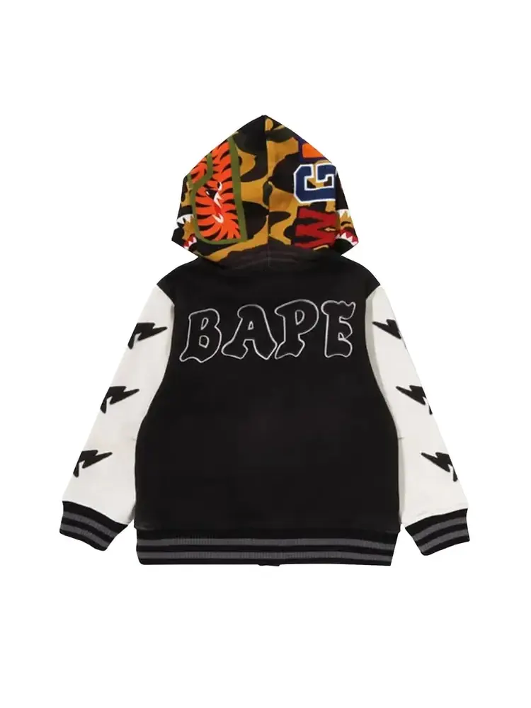 BAPE 1st Camo Shark Hoodie Print Sweat Varsity Jacket 'Black' — изображение 2 из 2, черный