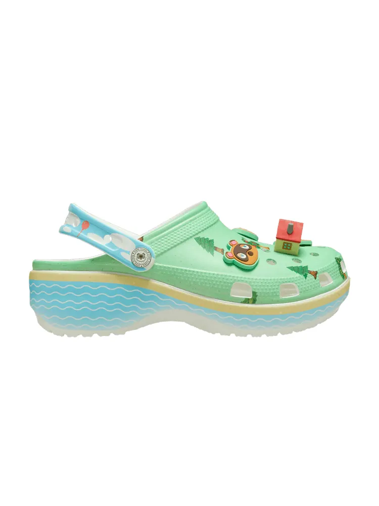 Кроссовки Crocs Nintendo x Classic Platform Clog 'Animal Crossing' — изображение 1 из 1, зеленый/синий