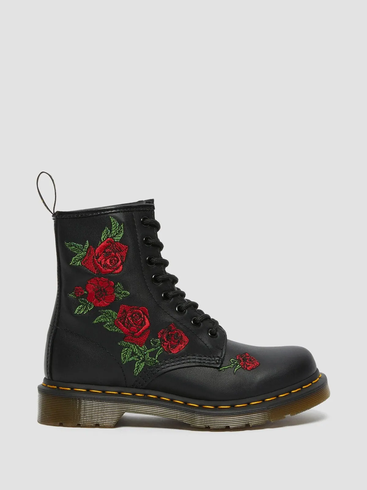 Ботинки берцы женские Dr. Martens 1460 Vonda Floral Leather Lace Up — изображение 1 из 10, черный
