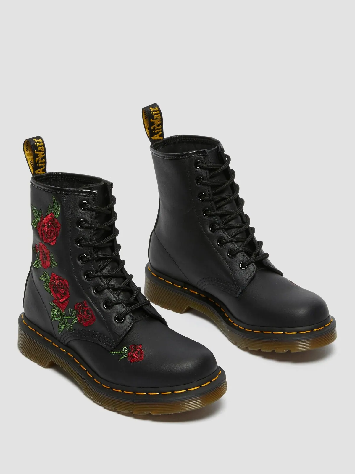 Ботинки берцы женские Dr. Martens 1460 Vonda Floral Leather Lace Up — изображение 3 из 10, черный