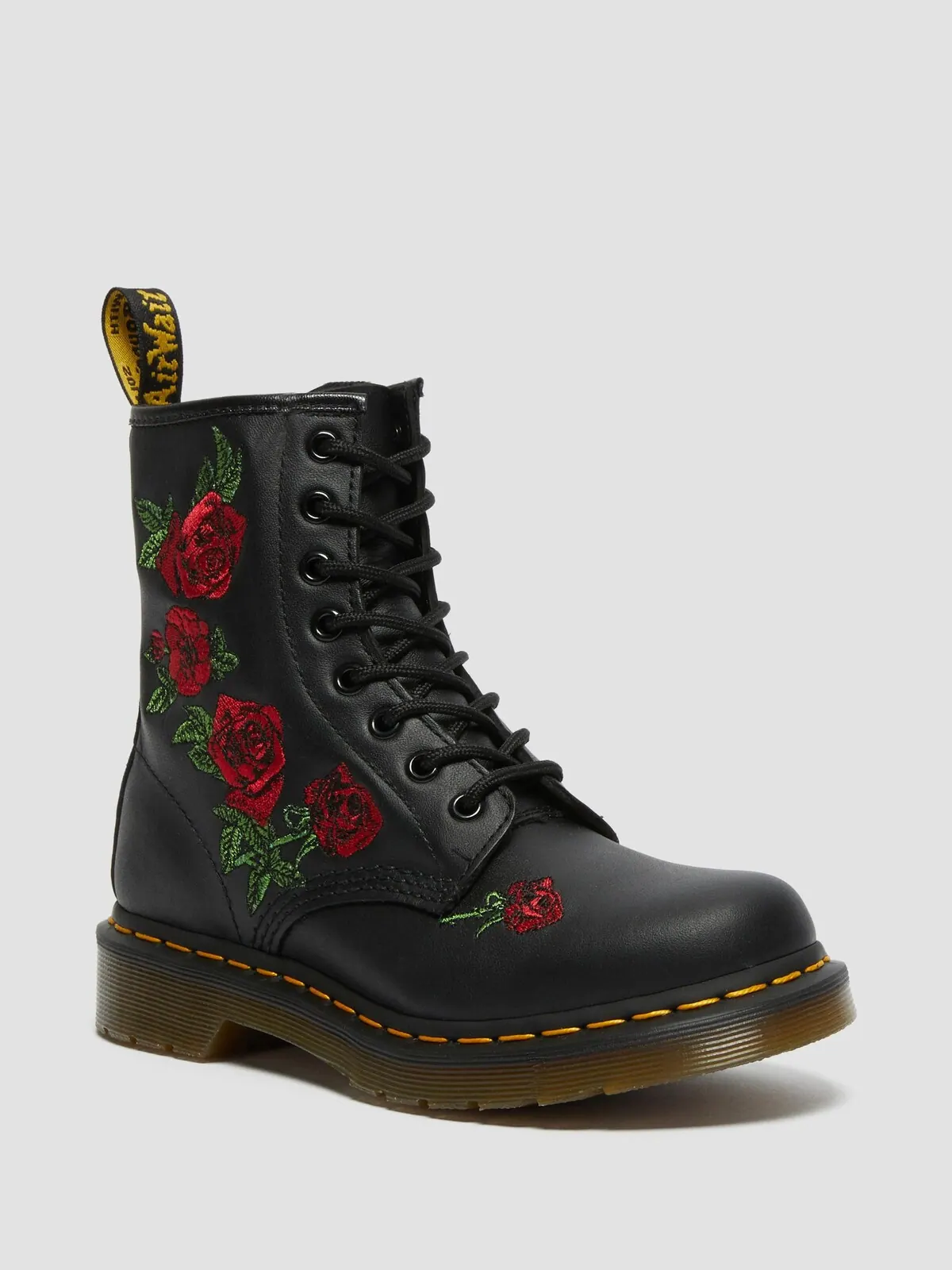 Ботинки берцы женские Dr. Martens 1460 Vonda Floral Leather Lace Up — изображение 4 из 10, черный