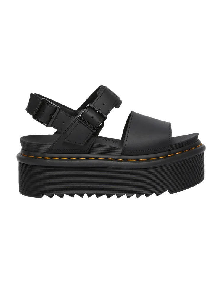 Босоножки Dr. Martens Voss Leather Strap Platform Sandal 'Black', кожаные — изображение 1 из 1, черный