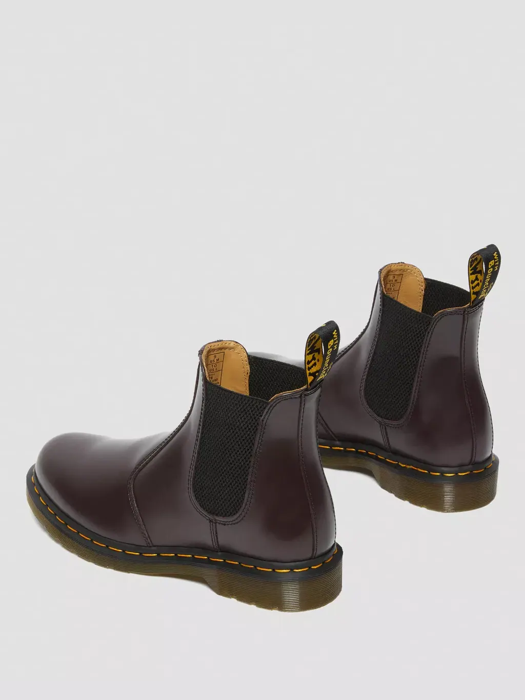 Ботинки Dr. Martens 2976 Yellow Stitch Smooth Leather Chelsea — изображение 6 из 10, бордовый