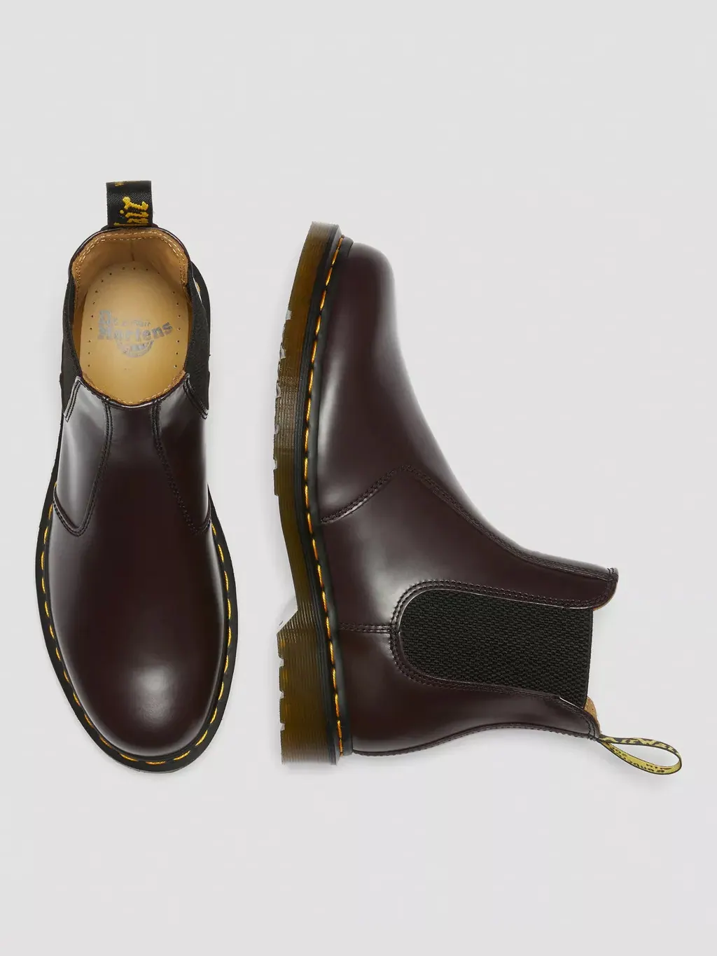 Ботинки Dr. Martens 2976 Yellow Stitch Smooth Leather Chelsea — изображение 9 из 10, бордовый