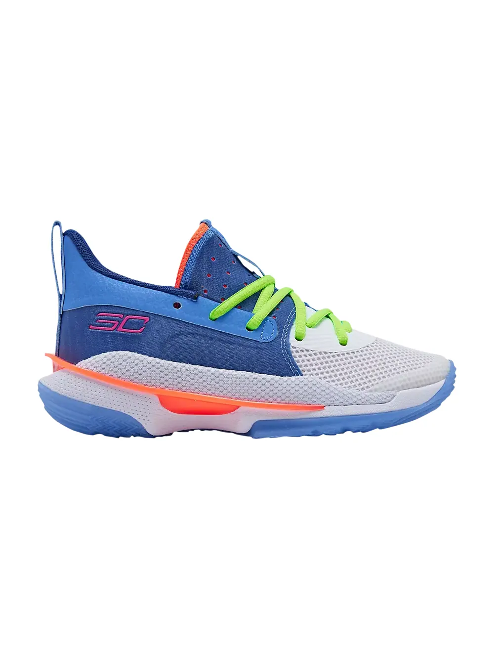 Кроссовки Curry 7 Big Kids Under Armour — изображение 1 из 1, белый/синий