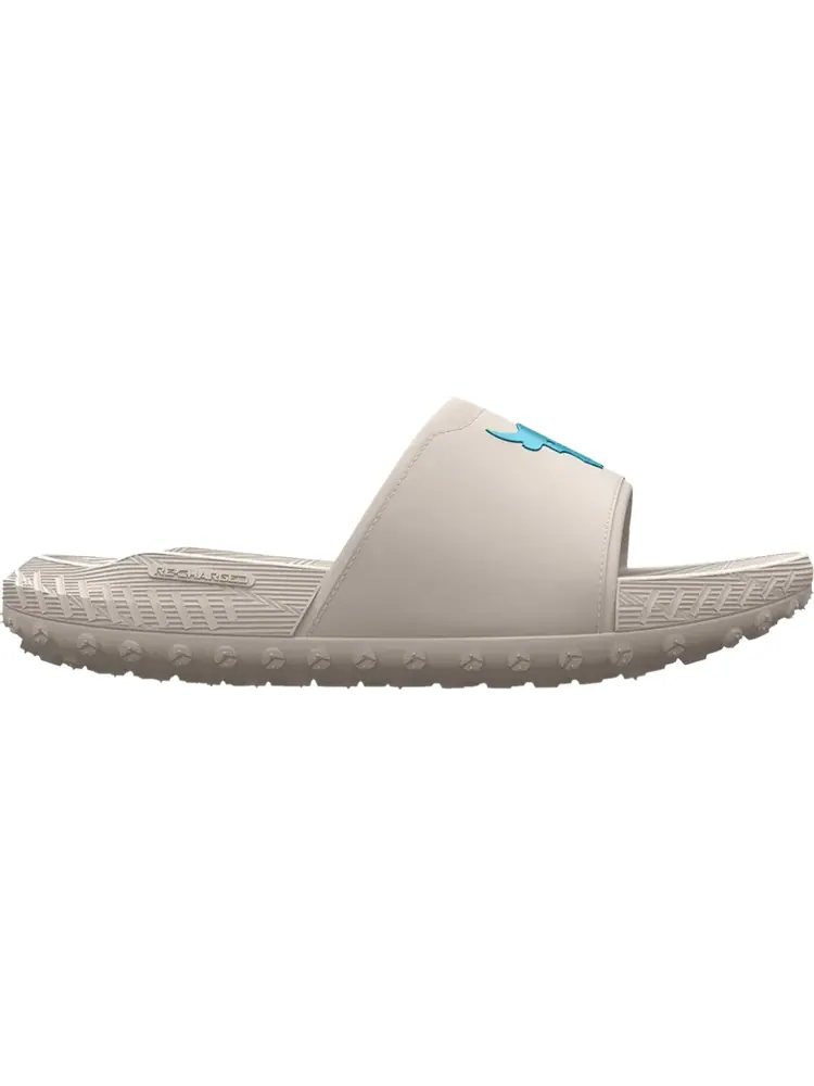 Сандалии Under Armour Project Rock 3 Slide Grey Matter Blue Surf — изображение 1 из 1, серый