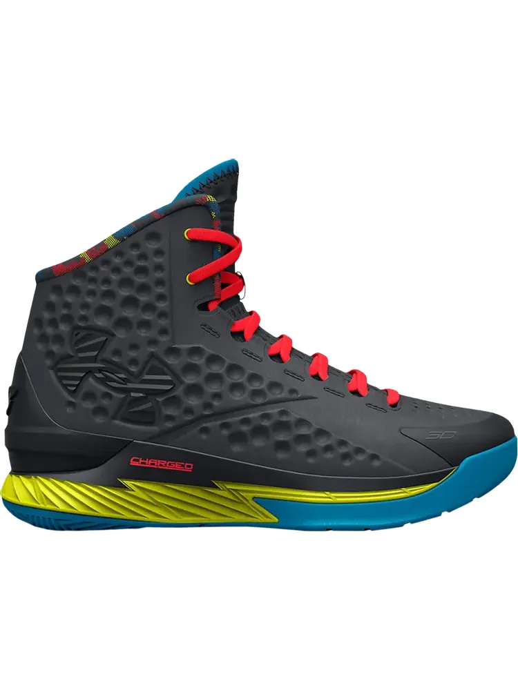 Кроссовки Under Armour Sour Patch Kids x Curry 1 Retro GS Pitch Grey — изображение 1 из 1, серый