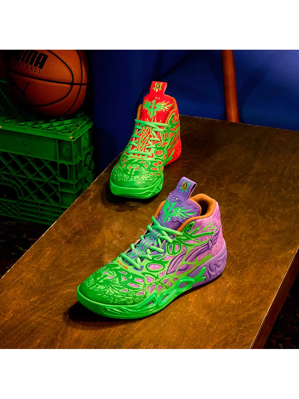 Баскетбольные кроссовки унисекс Puma Hoops x TMNT MB.04 R&D — изображение 4 из 9, красный/зеленый