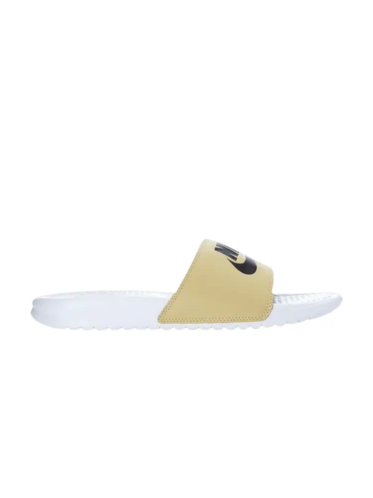 Сандалии Nike Benassi JDI Slide 'White Team Gold' — изображение 1 из 1, белый/черный/золотистый