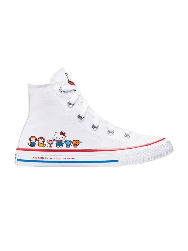 Кроссовки Converse Hello Kitty x Chuck Taylor All Star High GS 'White' — изображение 1 из 1, белый/розовый/белый