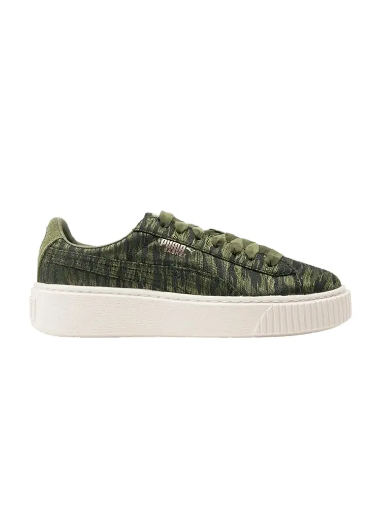 Кроссовки Puma Wmns Basket Platform Velvet Rope - Olive Night — изображение 1 из 1, оливковый