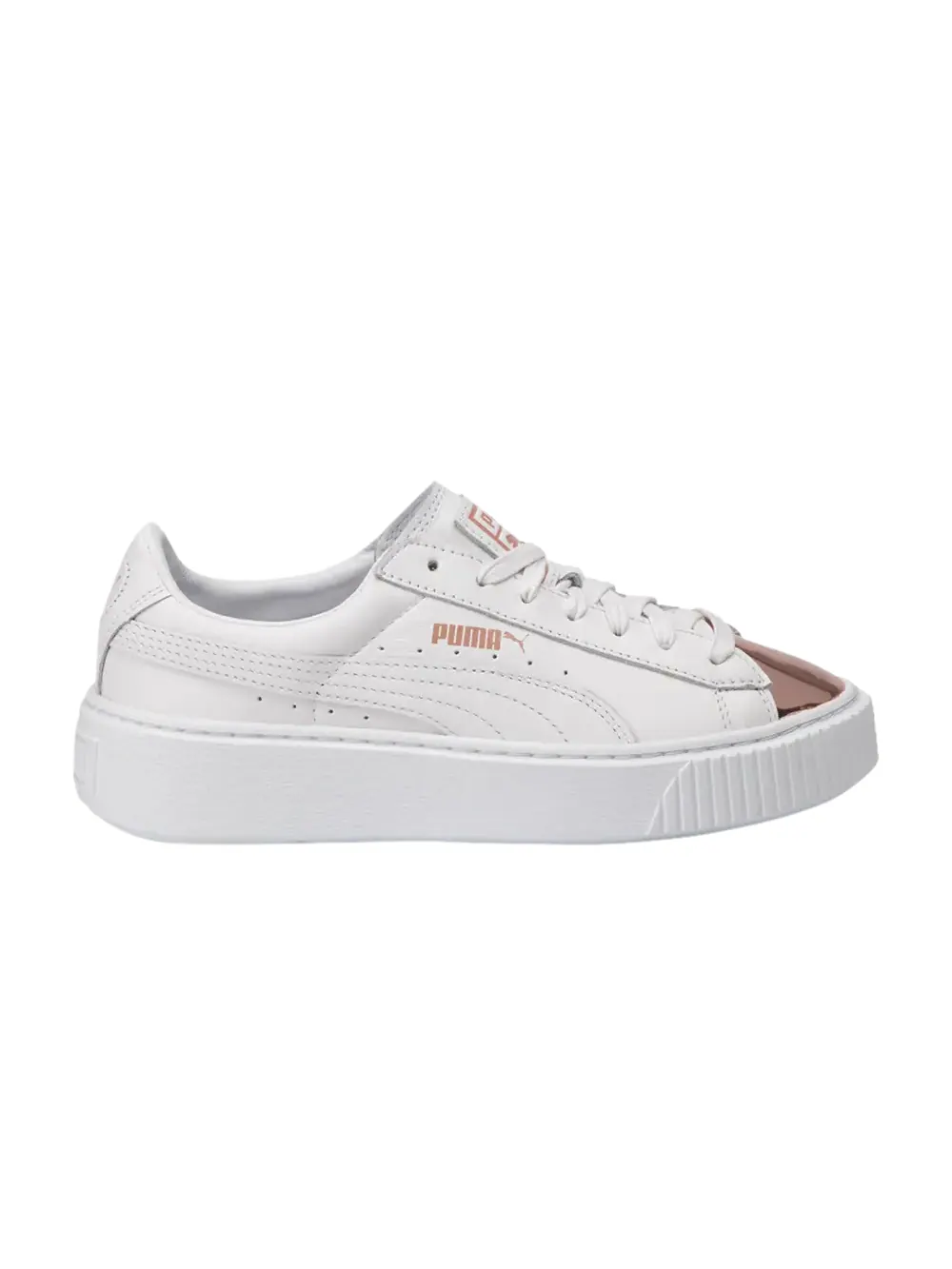Кроссовки Wmns Basket Platform Metallic Puma — изображение 1 из 1, белый/розовый золотистый