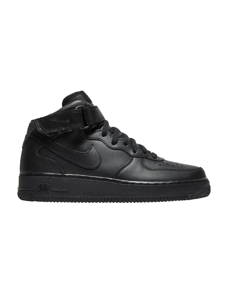 Кроссовки Nike Wmns Air Force 1 '07 Mid 'Black' — изображение 1 из 9, черный/черный