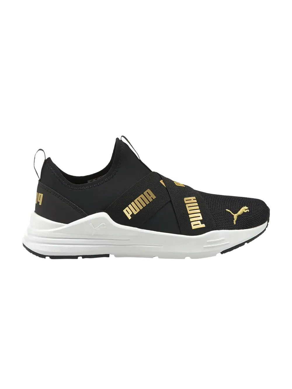 Слипоны для бега с проводом для больших детей Puma — изображение 1 из 1, черный/золотистый