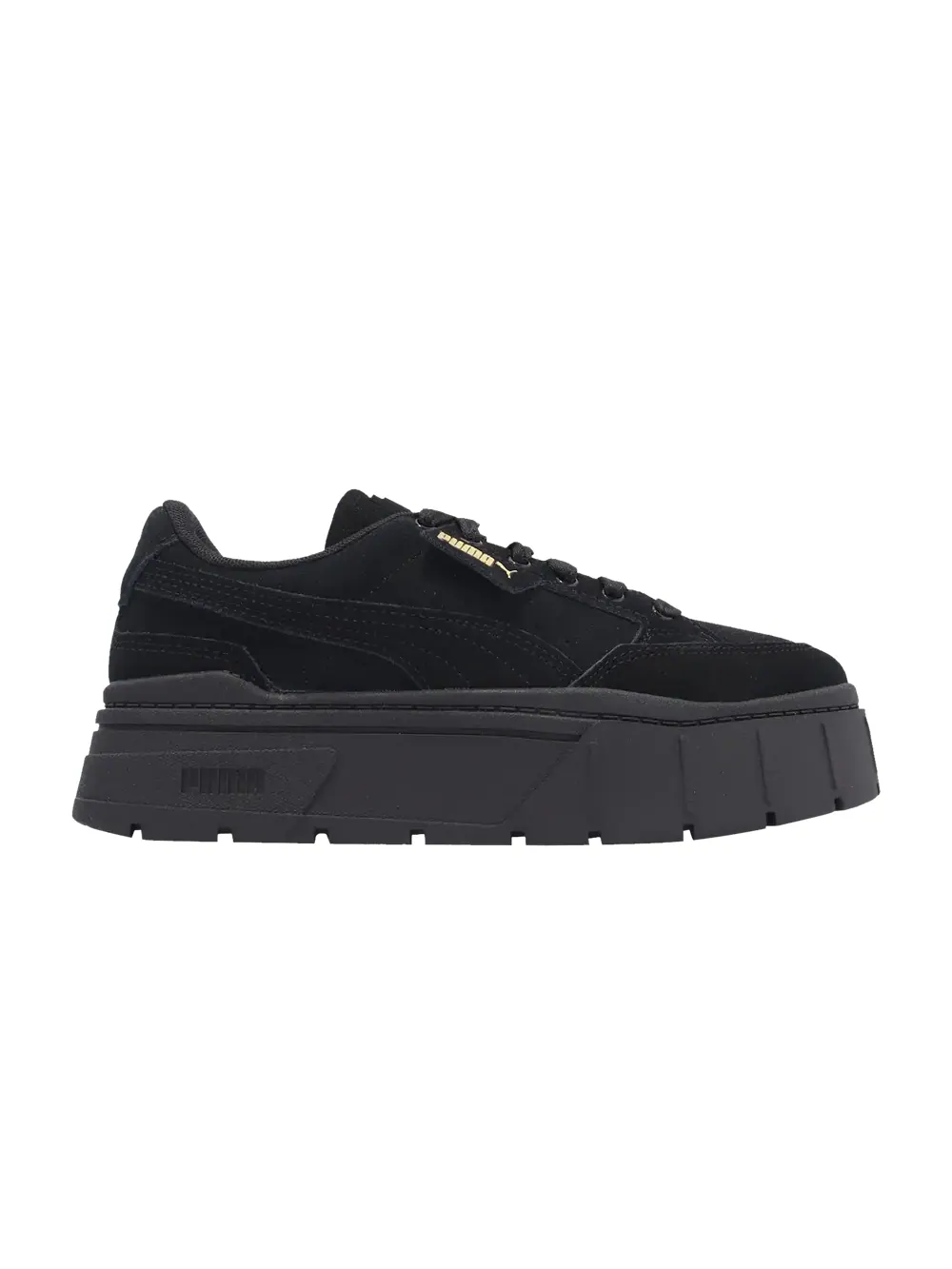 Кроссовки Wmns Mayze Stack Suede Puma — изображение 1 из 1, черный/золотистый