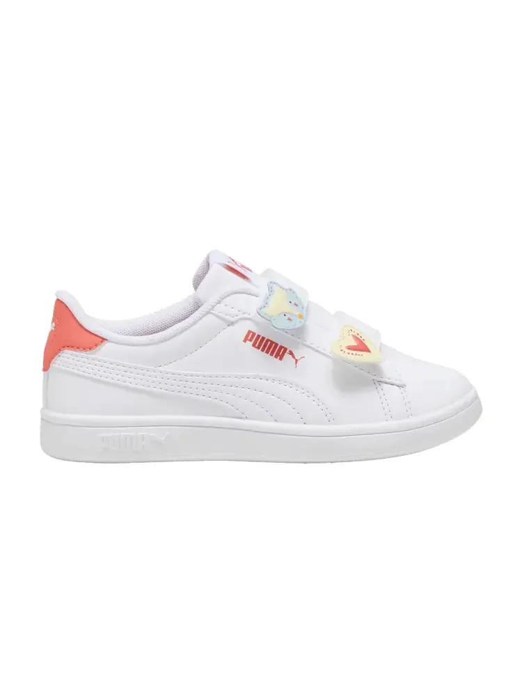 Кроссовки Puma Smash 3.0 Badges V Little Kid 'White Salmon' — изображение 1 из 1, белый