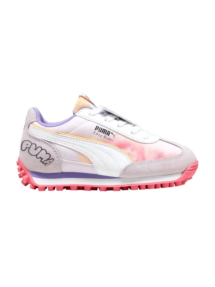 Кроссовки Puma Hello Kitty x Easy Rider Little Kid 'Hello Kitty and Friends Tie Dye' — изображение 1 из 1, белый/розовый