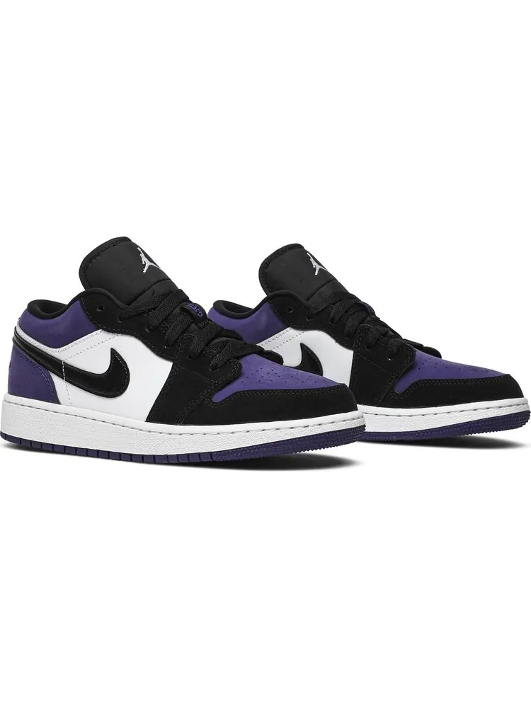 Кроссовки Air Jordan 1 Low GS Court — изображение 8 из 8, черный белый фиолетовый