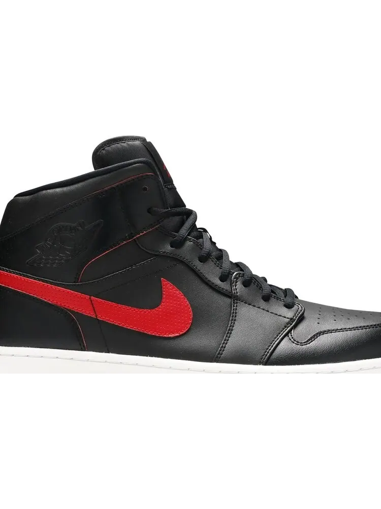 Кроссовки Air Jordan 1 Retro Mid Black Team Red — изображение 2 из 8, черный