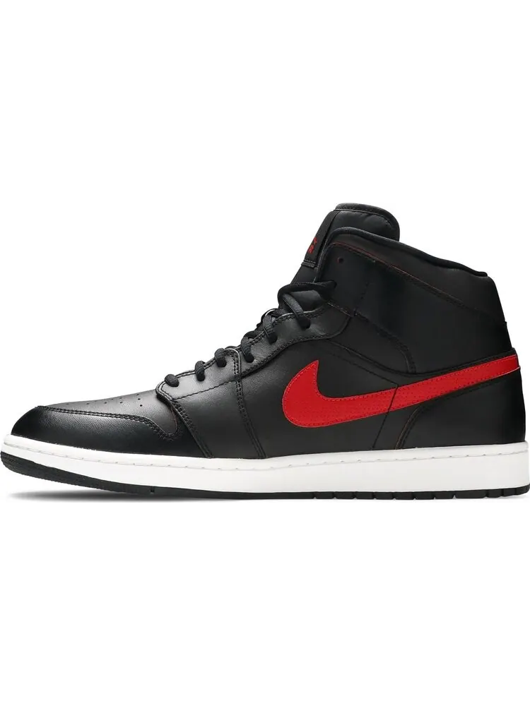 Кроссовки Air Jordan 1 Retro Mid Black Team Red — изображение 3 из 8, черный