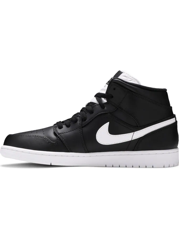 Кроссовки Air Jordan 1 Retro Mid Black White — изображение 3 из 8, черный