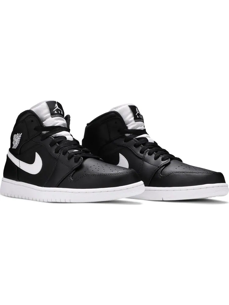 Кроссовки Air Jordan 1 Retro Mid Black White — изображение 7 из 8, черный
